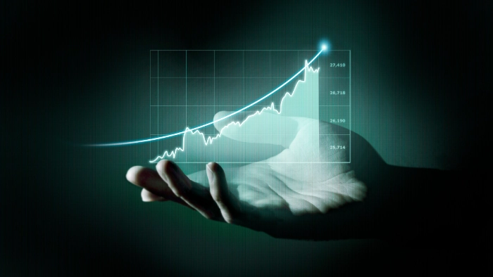 hand holding a graph